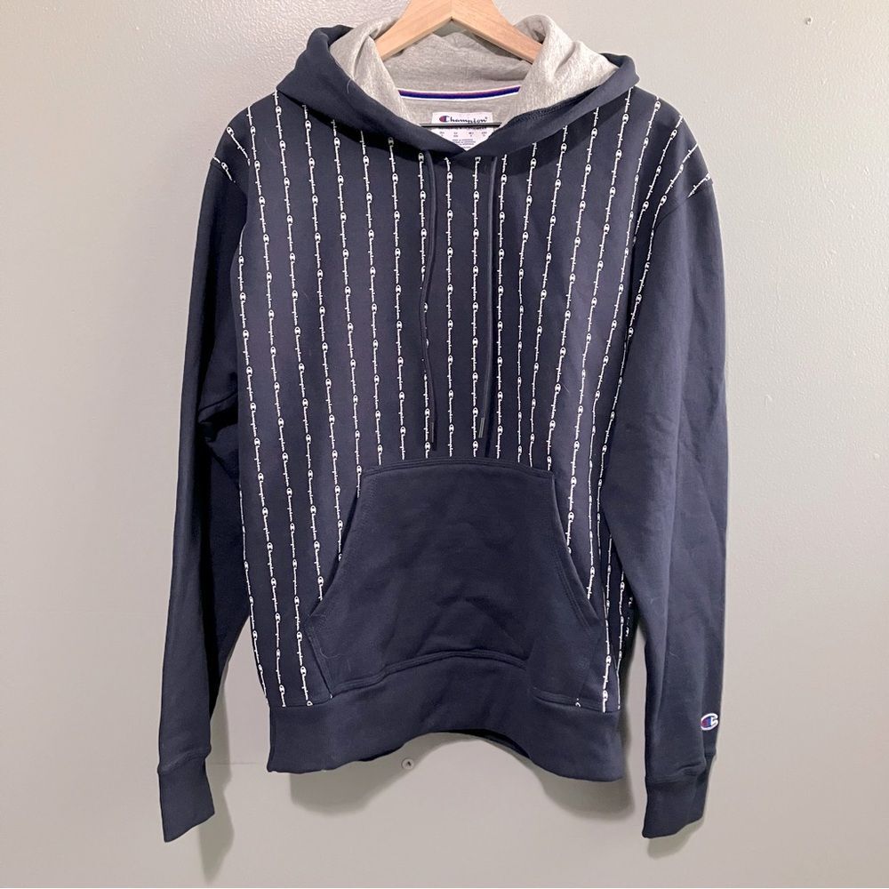 Champion Men's Mid-Weight Fleece Men's Hooded Sweatshirt Blue Size Medium